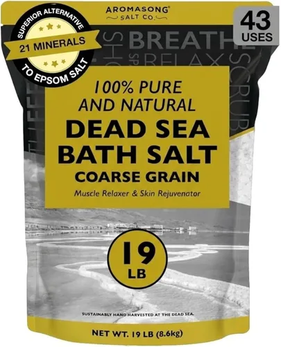 Vista 9 de Aromasong Dead Sea Bath Salt - 100% Pure & Natural Dead Sea Salts for Soaking Coarse Grain 5 LB - Bulk Resealable Pack (Packaging May Vary) Used for