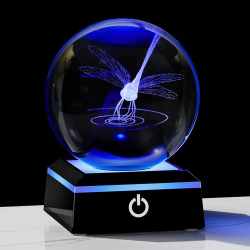 Vista 14 de Qianwei Regalos de mariposa para mujeres con bola de cristal 3D de 3.14" - 80mm, figuras de animales de cristal con láser, estatuas para decoración