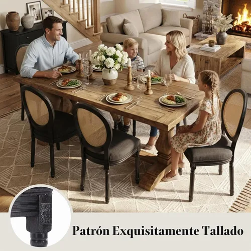 Vista 4 de Juego de 2 sillas de comedor estilo granja, sillas de comedor