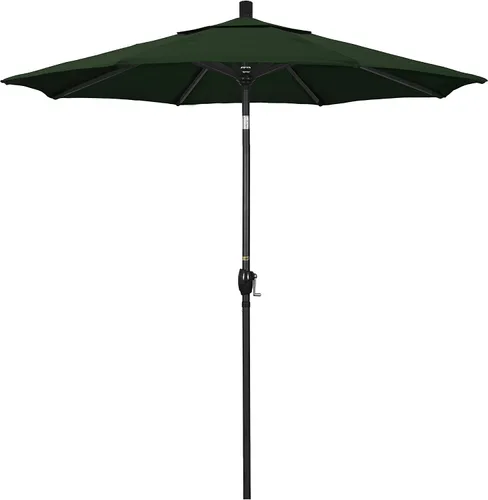 Vista 24 de California Umbrella Sombrilla redonda de aluminio de 7.5 pies, manivela para elevación, botón de inclinación, poste negro, azul marino Pacífica