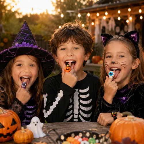 Vista 7 de Fruidles 12 anillos de dulces de Halloween, caramelos duros, envueltos individualmente (paquete de 12)