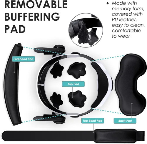 Vista 5 de for Oculus Quest 2 Elite Head Strap, VR Game Headstrap, Comfortable Adjustable VR Headset Accessories Head Strap for Replacement