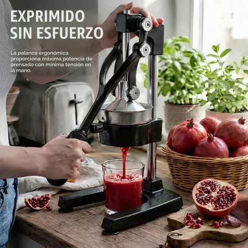 Vista 8 de Y-ME Exprimidor de hierro fundido, exprimidor manual de limón y prensa de cítricos, prensa comercial de jugo con colador de acero inoxidable Negro
