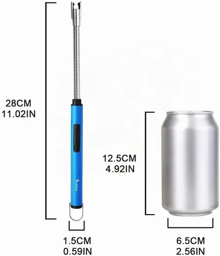 Vista 7 de SUPRUS Encendedor fluorescente que brilla en la oscuridad, cuello flexible de 360°, recargable por USB, resistente al viento, triple seguridad