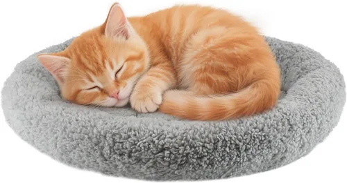 Vista 10 de LESYPET Cama para gatos de interior, cojín de sueño rizado con almohada elevada alrededor, alfombrilla lavable para mascotas
