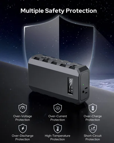 Vista 6 de Apowking Banco de Energía con Toma de CA, 65W Banco de Batería Portátil para Laptop Carga Rápida, 88.8Wh/24000mah Estación de Energía para Camping