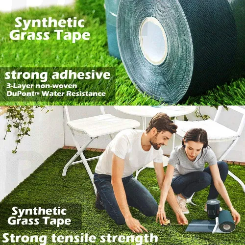 Vista 5 de TYLife Cinta de césped artificial de doble cara (2inx16ft), cinta autoadhesiva para costura artificial, cinta de alfombra para césped, unión