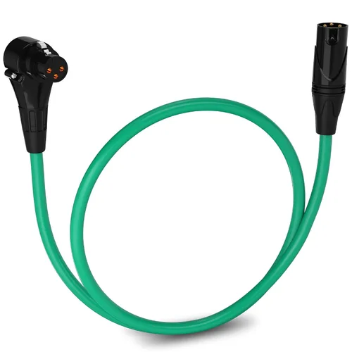 Vista 173 de LyxPro Cable de micrófono XLR hembra a macho de ángulo recto de 3 pines de 1.5 pies para altavoces amplificados, interfaz de audio, rendimiento