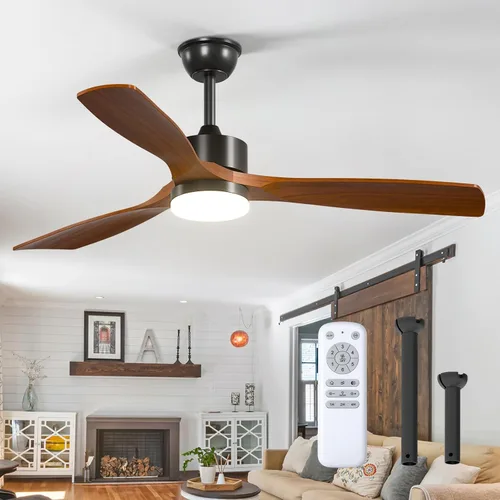Vista 10 de addlon Ventiladores de techo de madera maciza de 42 pulgadas con luces