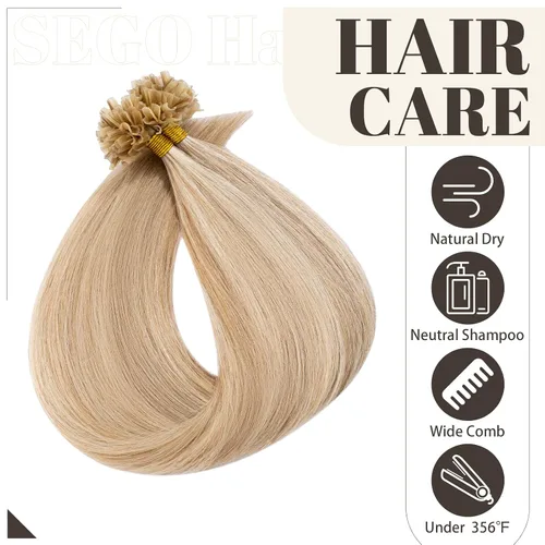 Vista 212 de SEGO Extensiones de cabello humano con micro cuentas, extensiones de cabello humano con micro bucle, lacio, natural, fusión fría, 1.76 oz/paquete