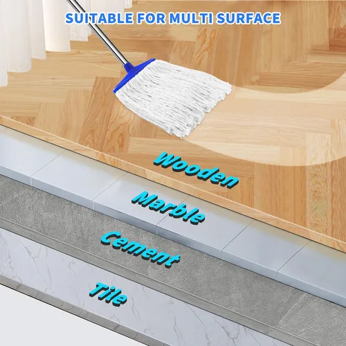 Vista 7 de Trapeadores de algodón para interiores para limpieza de suelos, mopa de limpieza interior para suelos de madera, azulejos, suelos de madera dura