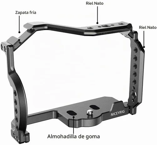 Vista 5 de NICEYRIG Jaula para Panasonic Lumix G95 G85, jaula de cámara de ajuste de forma con riel NATO Cold Shoe - 407