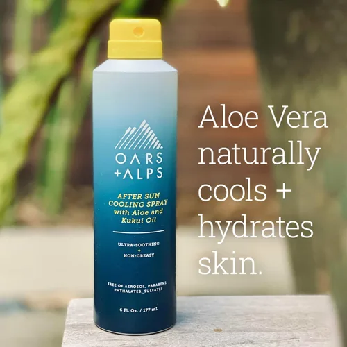 Vista 2 de Oars + Alps Spray After Sun Care con aloe vera, aceite de kukui y aroma de niacinamida y té verde para refrescar naturalmente la piel, hidratante