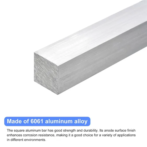 Vista 3 de uxcell Barra plana cuadrada de aluminio, 1-1/2" de espesor 1-1/2" de ancho 12" de longitud Barra cuadrada de aluminio 6061, placa plana de aluminio