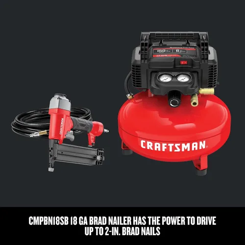 Vista 5 de CRAFTSMAN Kit combinado de clavadora Brad y compresor de aire con manguera (CMEC1KIT18)