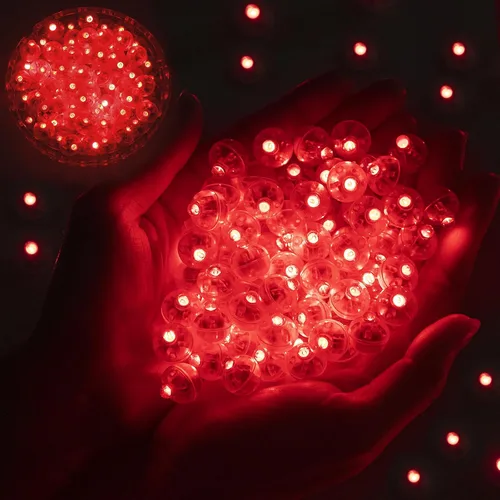 Vista 18 de 50 luces de globo, mini luces LED, redondas, largas esperas, lámpara de bola para linterna de papel, fiesta de cumpleaños, Navidad, Halloween, Azul