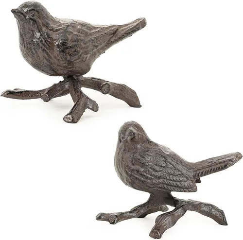 Vista 10 de Sungmor Juego de 2 figuras de hierro fundido de elefante y unicornio - Esculturas rústicas en negro para estante, escritorio o entrada - Estatuas