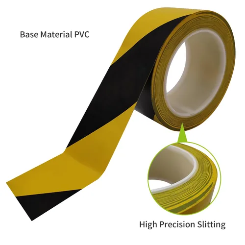 Vista 6 de Cinta de seguridad de advertencia de peligro negro y amarillo • 2 pulgadas x 100 pies - Ideal para paredes, pisos, tuberías y equipos - Garantiza