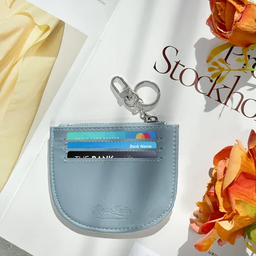 Vista 3 de Rose Lake Monedero pequeño para mujer, cartera con tarjetero para damas y niñas, bonita bolsa de cuero con cremallera con llavero y cierre de metal