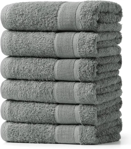 Vista 10 de Aibaser Toallas de baño, 27 x 54 pulgadas, naturales, ultra absorbentes, para baño, viajes, gimnasio, ducha y spa (juego de 6 piezas) (azul)