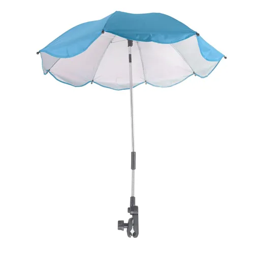Vista 7 de Sombrilla para cochecito de bebé, paraguas universal de 14 pulgadas con abrazadera, parasol ajustable de 360 grados, paraguas para carrito