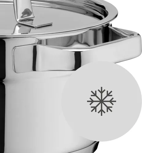 Vista 4 de WMF Compact Cuisine - Juego de cacerolas de inducción de 5 piezas con tapa de cristal, acero inoxidable Cromargan pulido, juego de ollas