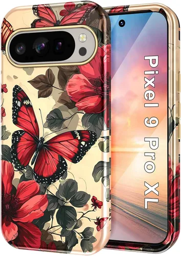 Vista 34 de Btscase Funda para Google Pixel 9 Pro 2024 [grado militar a prueba de golpes] elegante patrón de mármol delgado protector 3 capas de policarbonato