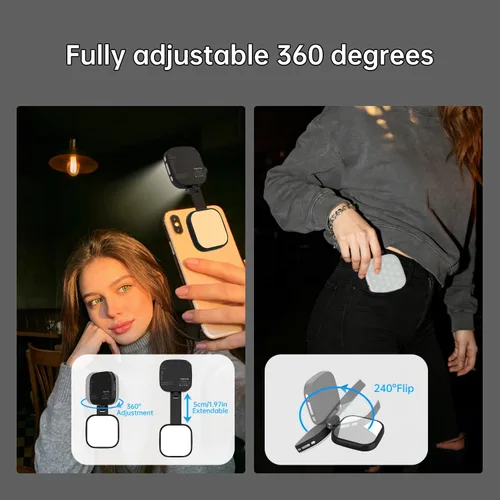 Vista 6 de Suptig Luz magnética para selfies, luz para selfie compatible con iPhone Magsafe, RGB 360° LED anillo de luz para teléfono con espejo