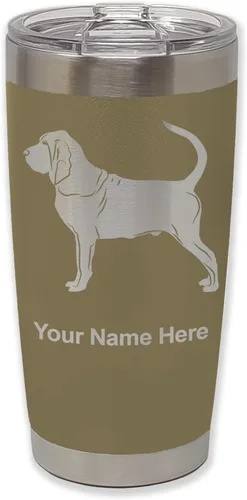 Vista 20 de LaserGram Vaso aislado al vacío de 20 onzas, perro sabueso, grabado personalizado incluido (negro)
