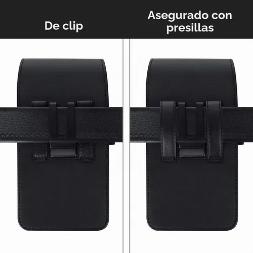 Vista 4 de BECPLT Funda de cinturón de cuero para iPhone 16 Pro/15/14/13/12/11 Pro y Galaxy S25/S24/S23/S22/S21/S20 - Estuche duro delgado con clip/asas