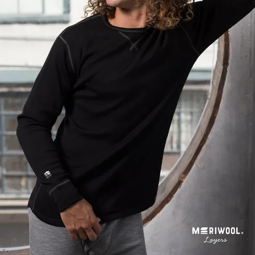 Vista 6 de MERIWOOL Camisa térmica de capa base para hombre 100 lana merina pesada 1411oz para hombre