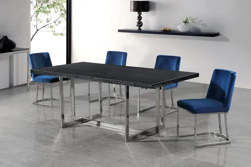 Vista 6 de Meridian Furniture Heidi Collection Modern - Silla de comedor tapizada de terciopelo contemporáneo con marco de metal cromado pulido, juego de 2, 19