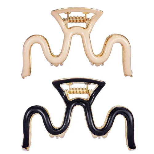 Vista 11 de Pinzas para el Cabello con Diamantes de Imitación, Textention Pinzas de Garra con Perlas de 3.4 Pulgadas para Cabello Grueso, Sujetadores de Estilo a