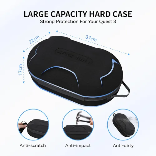Vista 4 de Funda de transporte grande para accesorios Meta Quest 3, bolsa de almacenamiento Pro compatible con auriculares Oculus Quest 3 VR, correa de cabeza
