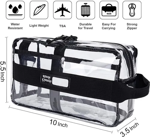 Vista 7 de Rough Enough Clear Neceser Aprobado por la TSA Bolsa de Maquillaje Transparente Conjunto de Bolsa de Maquillaje, Gris, Neceser transparente Rough