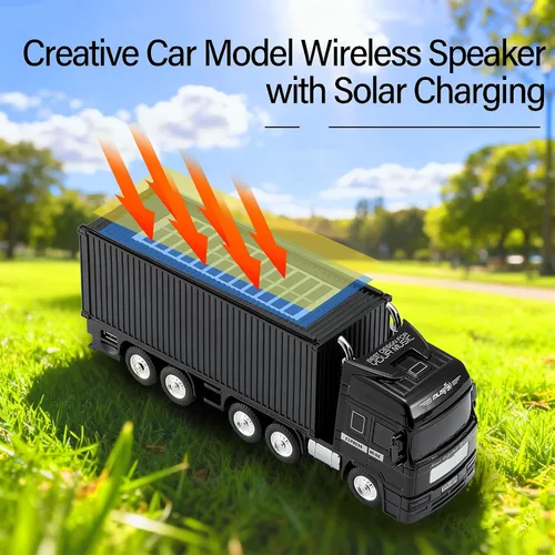 Vista 6 de Altavoz Bluetooth de camión retro alimentado por energía solar, altavoz inalámbrico portátil para automóvil, estéreo HD, emparejamiento TWS, radio