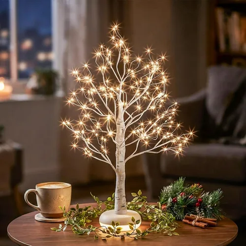 Vista 9 de EAMBRITE Árbol de abedul iluminado con luces LED, lámpara de árbol