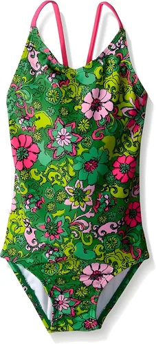 Vista 45 de Kanu Surf Bañador deportivo de una pieza Daisy Beach para niñas Aloha Negro