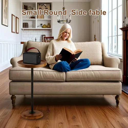 Vista 8 de Home Dector - Mesa auxiliar para sofá, mesa pequeña para bebidas para espacios pequeños, mesa auxiliar de café con patas de madera para sala
