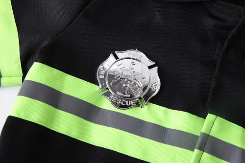 Vista 4 de yolsun Disfraz de bombero negro para niños disfraz de bombero para niños y niñas