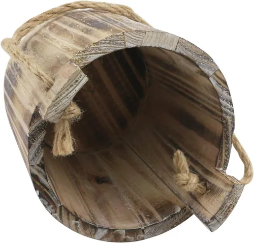 Vista 4 de MY MIRONEY Macetas de 20 onzas, maceta de barril de madera vintage, maceta rústica sólida con asas de metal y marco para maceta