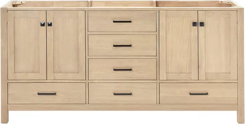 Vista 29 de ARIEL Cambridge Mueble base de tocador de baño de 36 pulgadas, madera maciza, 2 puertas de cierre suave, 5 cajones de cola de milano, roble marrón