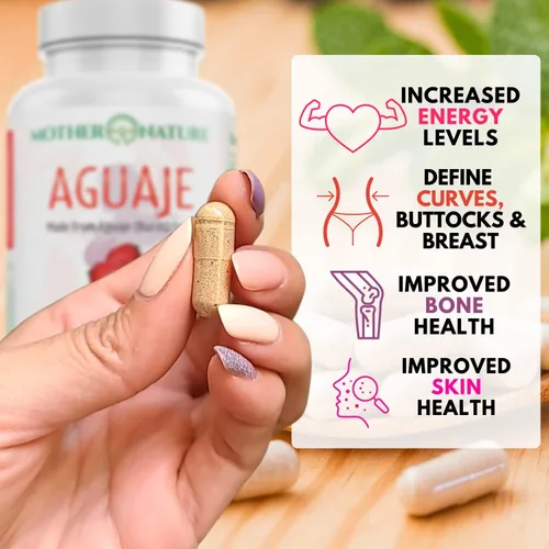 Vista 4 de Suplemento de fruta Aguaje, 0.017 oz x 100 cápsulas veganas, la fruta mágica para las mujeres, realza las curvas, equilibrante hormonal, cosecha