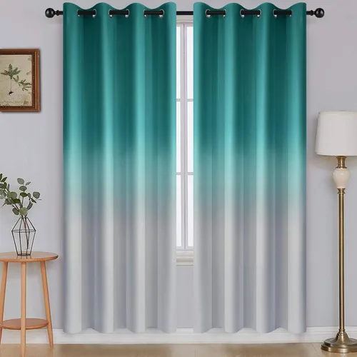 Vista 211 de SimpleHome Cortinas degradadas degradadas para oscurecer la habitación de 36 pulgadas de largo para dormitorio, con ojales y bloqueo de luz Negro