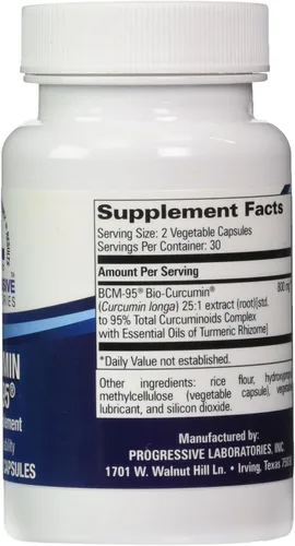 Vista 2 de Progressive Labs - Curcumin BCM-95 60 vcaps [Salud y Belleza]