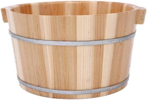Vista 4 de Katzowen Barril de baño de pies, Masaje magnético bañera de pie de madera, Masajeador de baño de spa de pies para el hogar