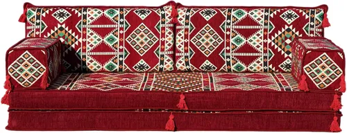 Vista 10 de arabicsofa Juego de sofá de dos plazas étnico individual – Funda lavable estilo bohemio cojines de suelo con sofá otomano