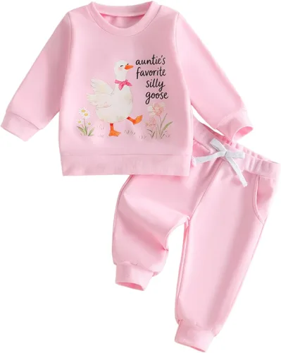 Vista 16 de Prendas de Ropa para Niña Otoño Invierno Conjunto de Dos Piezas Sudaderas de Manga Larga con Letras+Pantalón 2 Piezas Ropa para Niña Be Mine-rosa