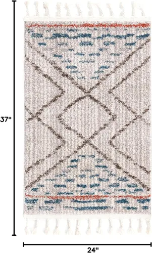 Vista 2 de Unique Loom Aramis Collection - Alfombra de área Kavi (2 pies x 3 pies 1 pulgada, rectangular, marfil/azul)