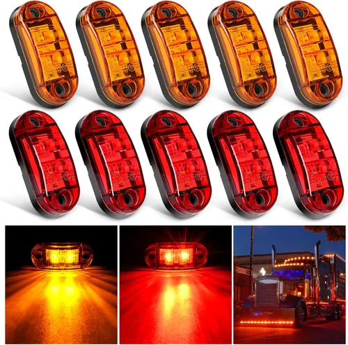Vista 13 de Nilight Luz de Marcador Lateral Ovalada de 2.5 Pulgadas 10PCS Ámbar 2 Diodos LED Luces de Guardabarros y Separación de Remolque Impermeables